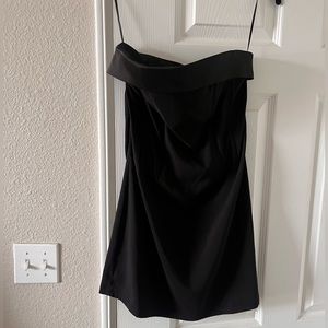 Black strapless mini dress